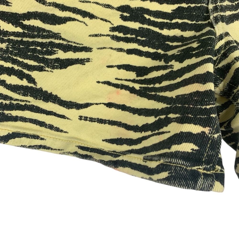 Ganni Tiger Stripe Print Pastel Yellow High Rise Denim Shorts Size 25 - Picture 11 of 11